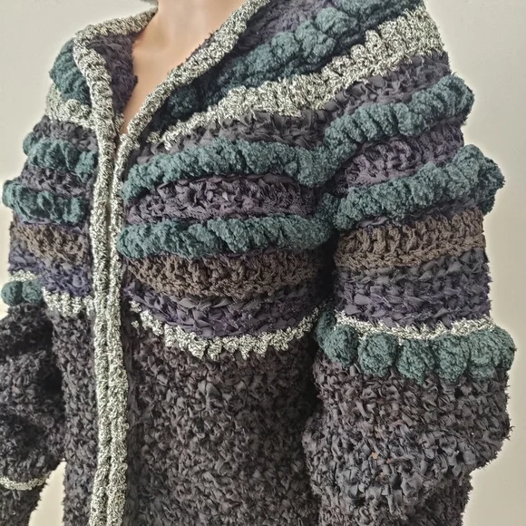 Vintage Estelle Gracer 1982 Vintage Ribbon Sweater Jacket - Picture 6 of 12